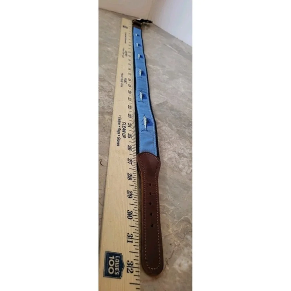 Men's Preston‎ Leather Swordfish Fish Belt Size 28 Fishermen's Aesthetic
